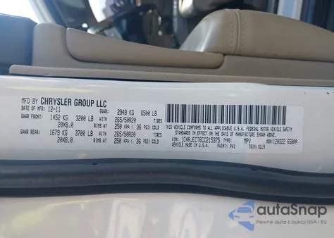 2012 Jeep Grand Cherokee Overland из США, поврежденный, VIN 1C4RJECT6CC215375